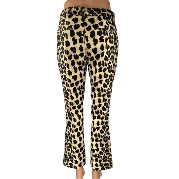 Zara Beige Black Leopard Animal Print High Rise Flare Bootcut Trousers Pants XS - Picture 3 of 5